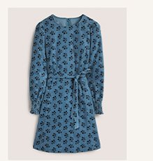Robe en velours côtelé à poignets smockés - Mid Blue, Bouquet