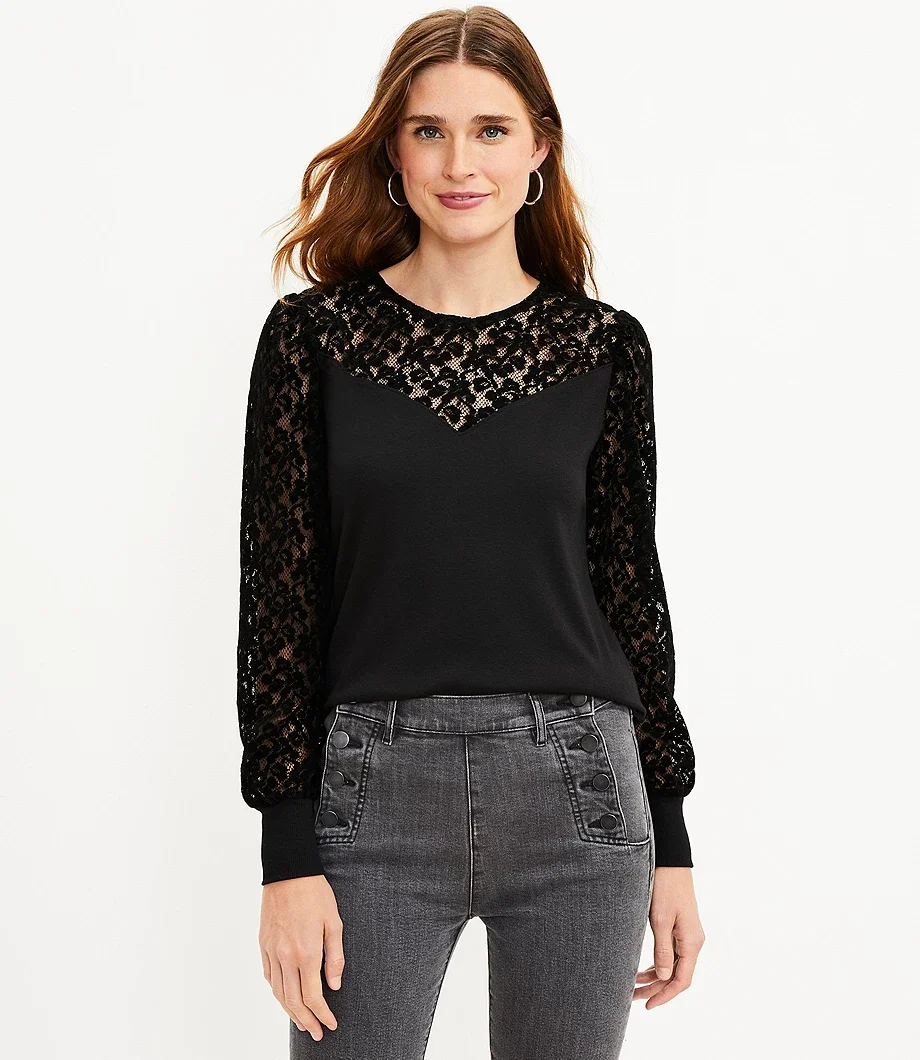 Lace Mixed Media Top