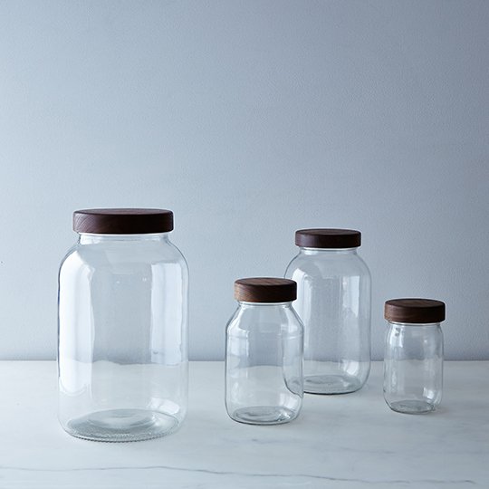 Glass Jars with Hand-Turned Wooden Lids