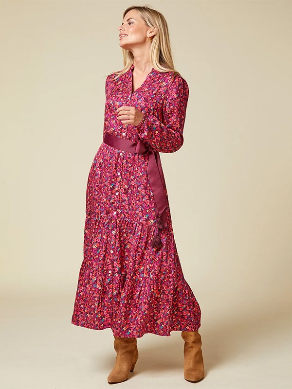 Jessica Shirt Dress | Ditsy Burgundy