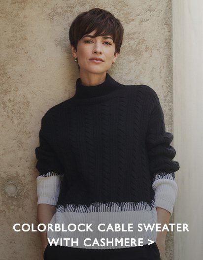 Colorblock Cable Sweater With Cashmere