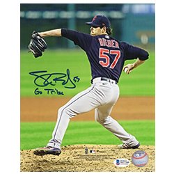 Shane Bieber Autographed Signed Cleveland Indians Pitching 8x10 Photo w/Go Tribe (Beckett)
