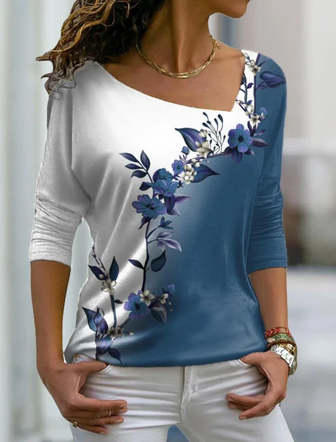 Floral Design Long Sleeve T-S...