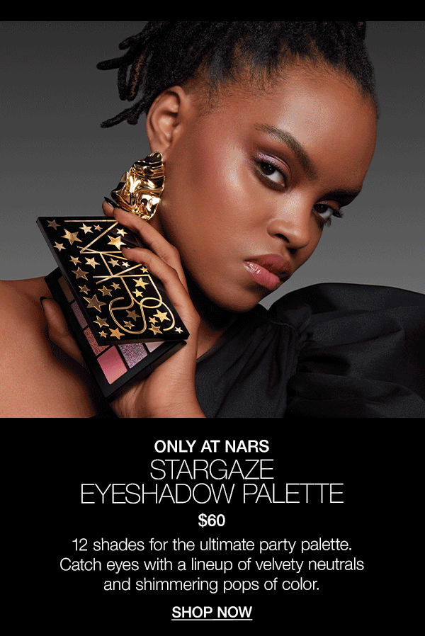 Catch eyes with a lineup of velvety neutrals and shimmering pops of color, featured in the Stargaze Eyeshadow Palette.