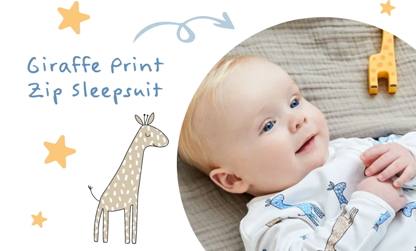 Giraffe Print Zip Sleepsuit