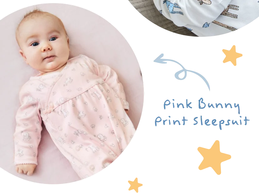 Pink Bunny Print Sleepsuit