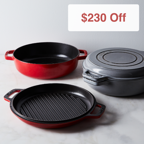 Food52 x Staub Cast Iron 2-in-1 Grill Pan & Cocotte, 3.4QT