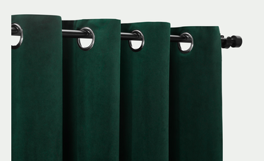Julius Velvet Eyelet Lined Pair of Curtains, 168 x 228cm, Forest Green