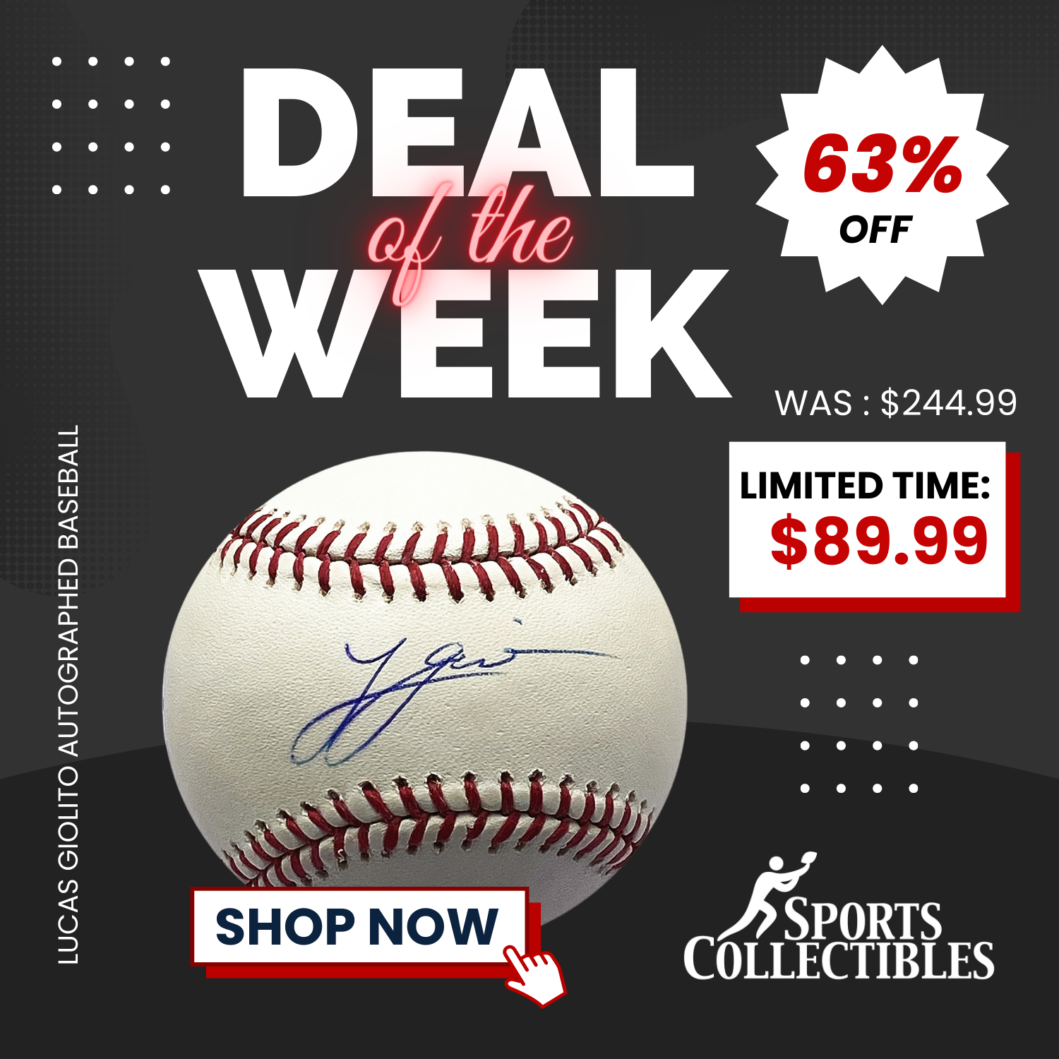 Deal of the Week - Save 63% on this Lucas Giolito Autographed Baseball. Click here to shop now!