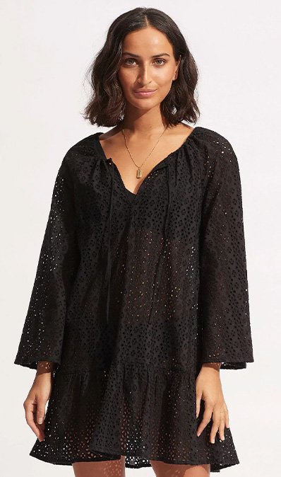 Broderie Anglaise Cover Up - Black
