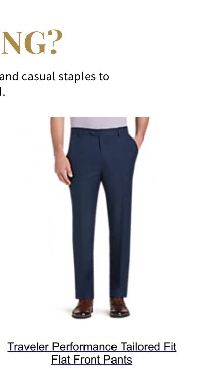 Traveler Performance Tailored Fit Flat Front Pants