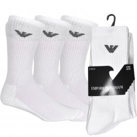 3-Pack Eagle Logo Sports Socks, White
