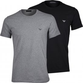 2-Pack Eagle Logo Crew-Neck T-Shirts, Grey Melange / Black