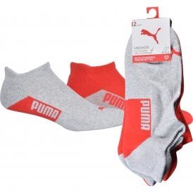2-Pack Logo Sports Trainer Socks, Red/Grey