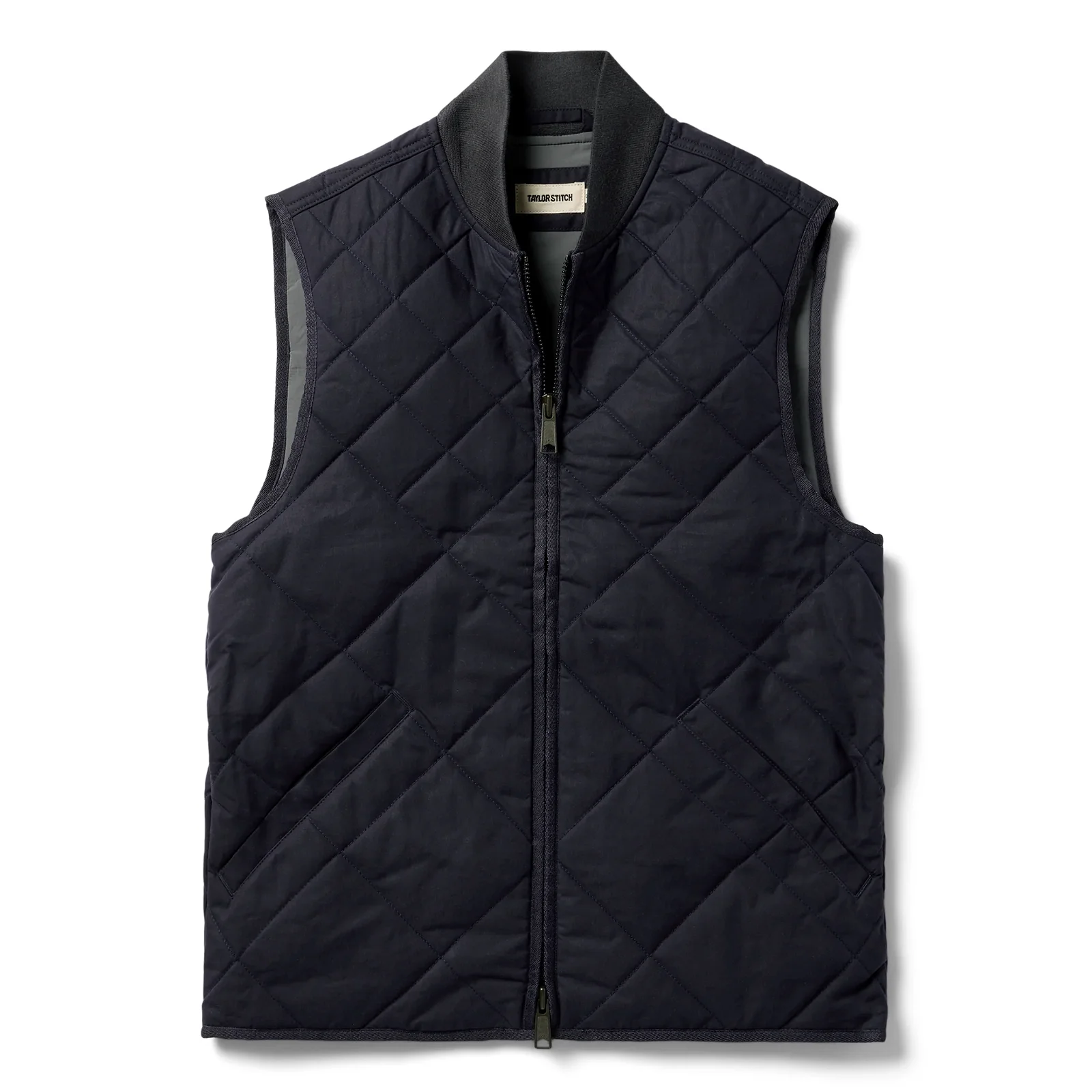 Image of The Quilted Bomber Vest in Navy Dry Wax