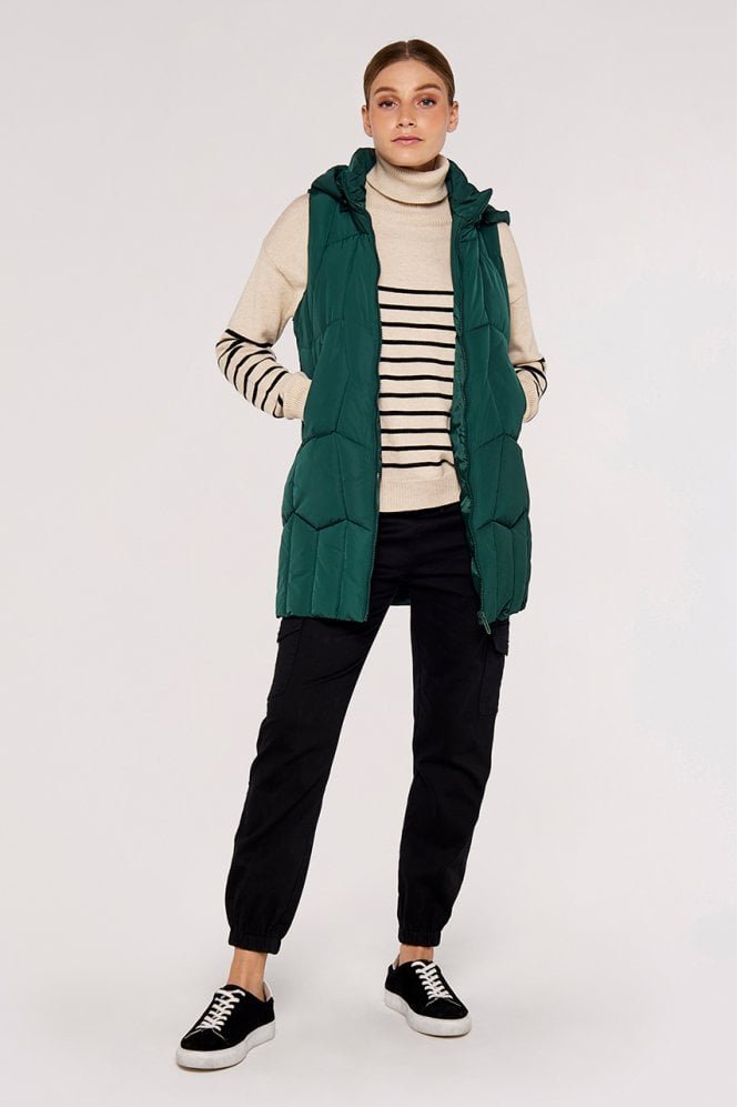 Apricot Hooded Zip Puffer Gilet
