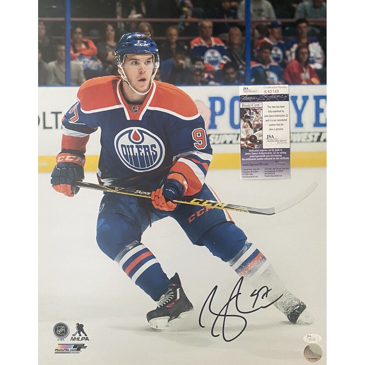 Connor Mcdavid Autographed Signed Auto Edmonton Oilers 16X20 Photograph JSA Certified