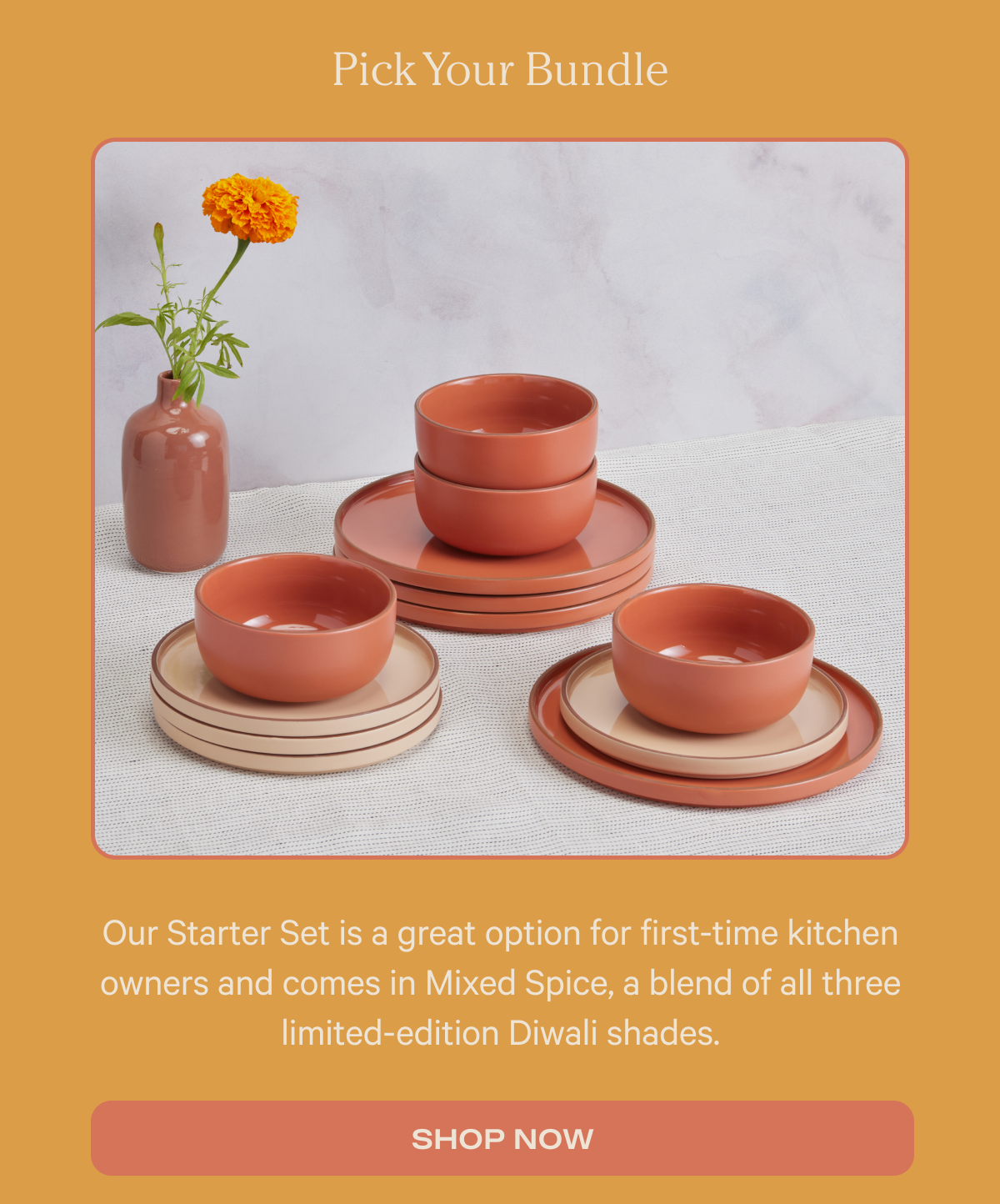 Pick Your Bundle - Our Starter Set is a great option for first-time kitchen owners and comes in Mixed Spice, a blend of all three limited-edition Diwali shades. - Shop Now