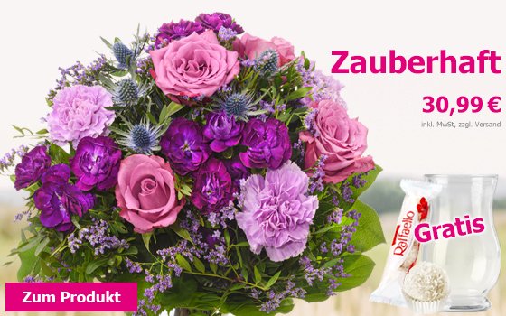Romantischer Blumenstrauß Zauberhaft mit 2 Geschenken für 30,99 €
