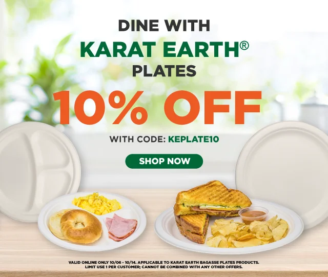 10% off Karat Earth bagasse plates