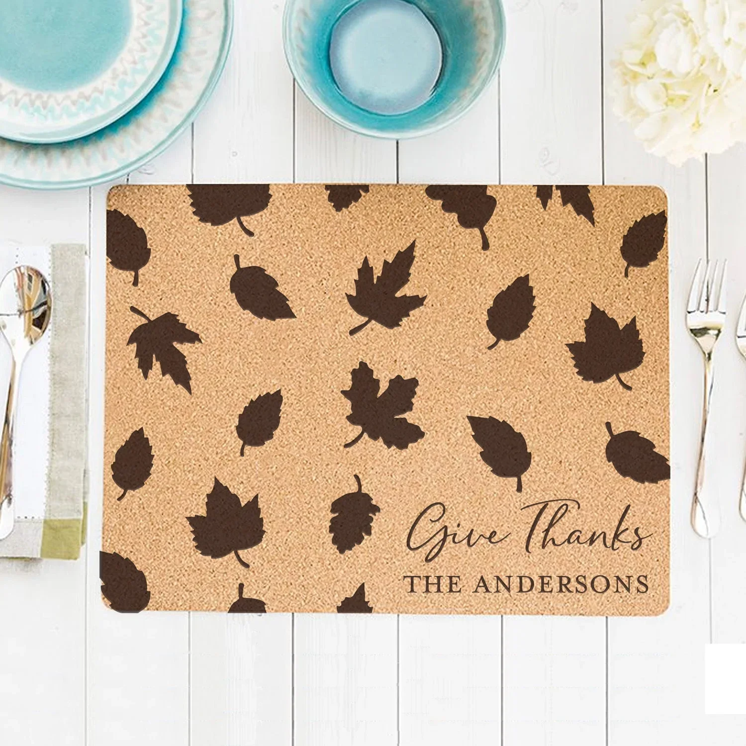 Image of Personalized Cork Placemats - Friendsgiving
