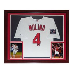 Yadier Molina Autographed Signed St. Louis Cardinals (White #4) Deluxe Framed Jersey - JSA
