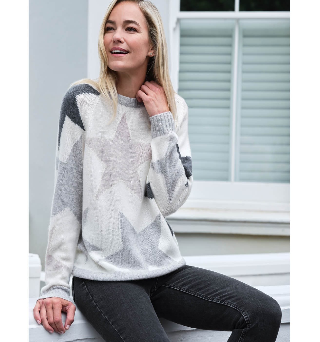 Cashmere Lofty Gray Star Sweater