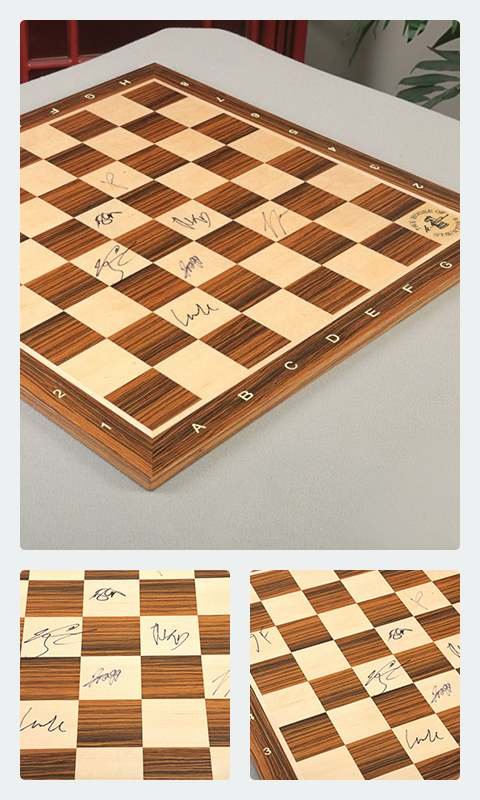 Player Signed Wooden Tournament Chess Board