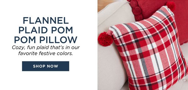 Red Flannel Plaid Pom Pom Pillow