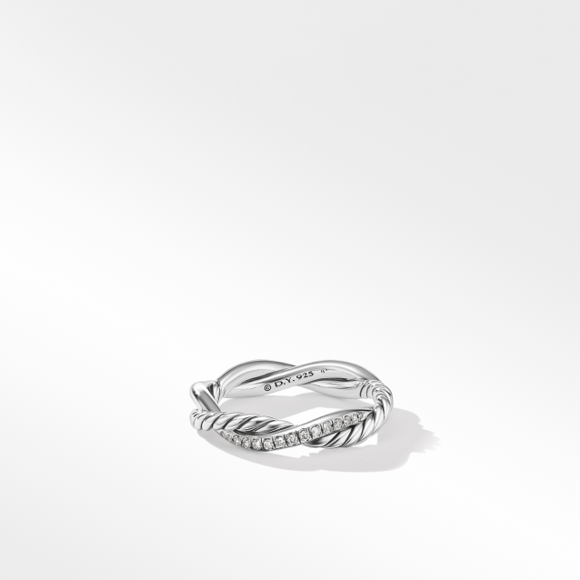 Petite Infinity Band Ring with Pavé Diamonds, 4mm