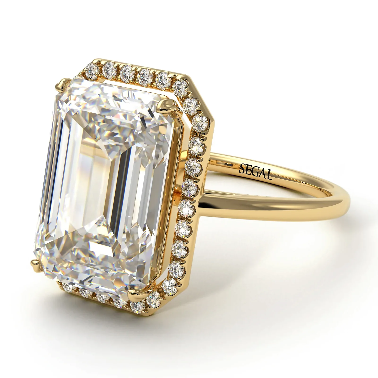 Image of Halo Emerald Cut Halo Diamond Engagement Ring - Izabella No. 1