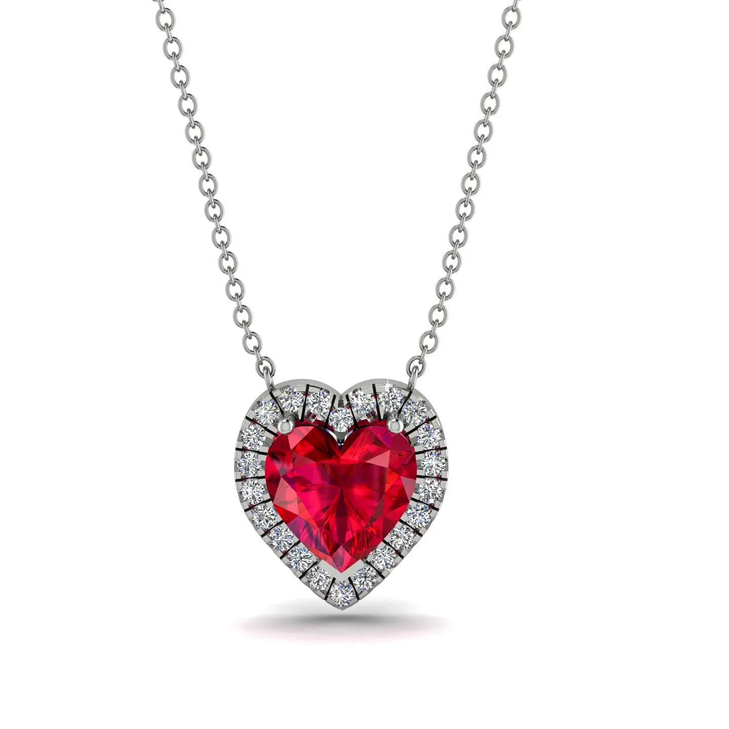 Image of 4.7Ct Ruby Halo Heart Necklace - Jaylene No. 12