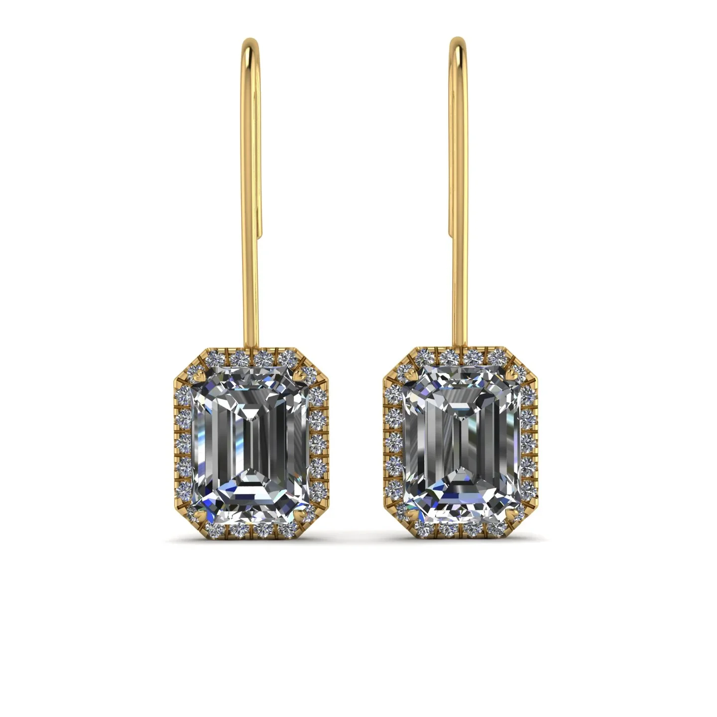 Image of Halo Emerald Cut Diamond Earrings - Izabella No. 1