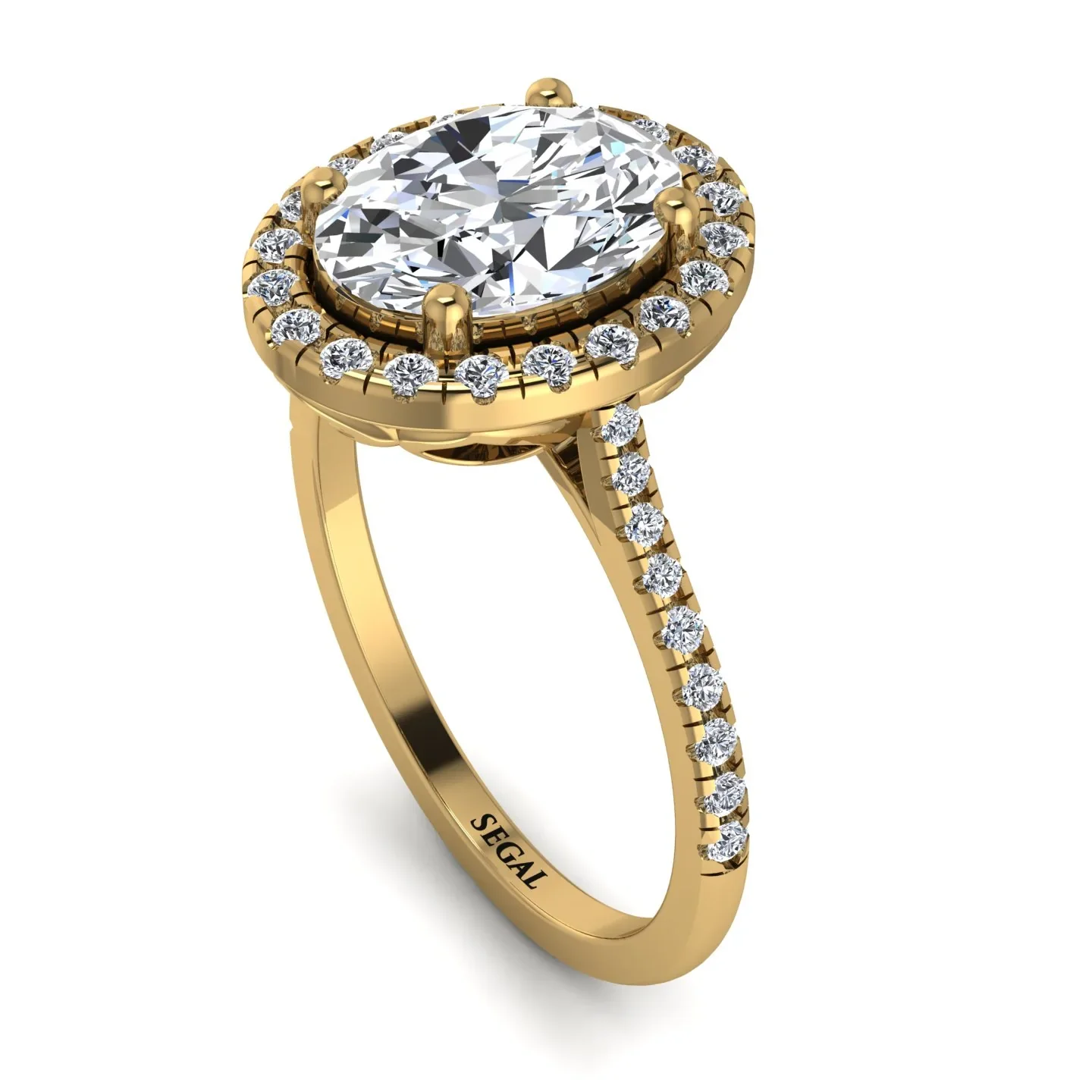 Image of Gorgeous Oval Cut Diamond Pave Engagement Ring With Hidden Stone - Phoebe No. 1