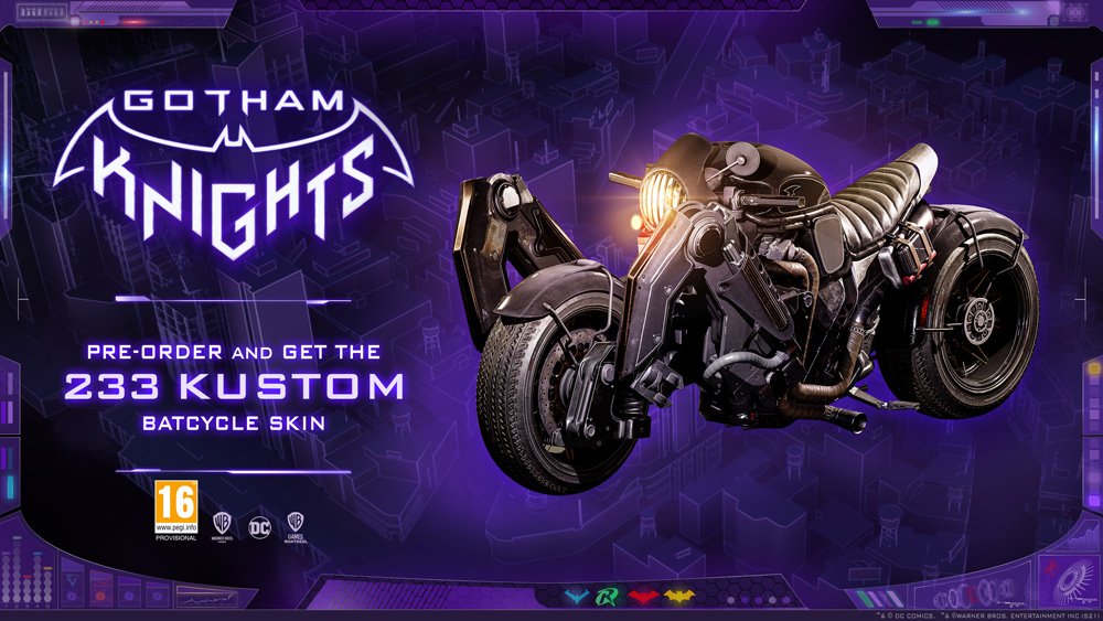 Order Gotham Knights and get the 233 Kustom Batcycle Skin