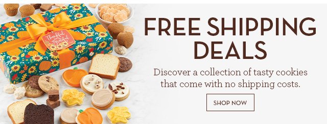 Free Shipping Deals - Discover a collection of tasty cookies that come with no shipping costs.