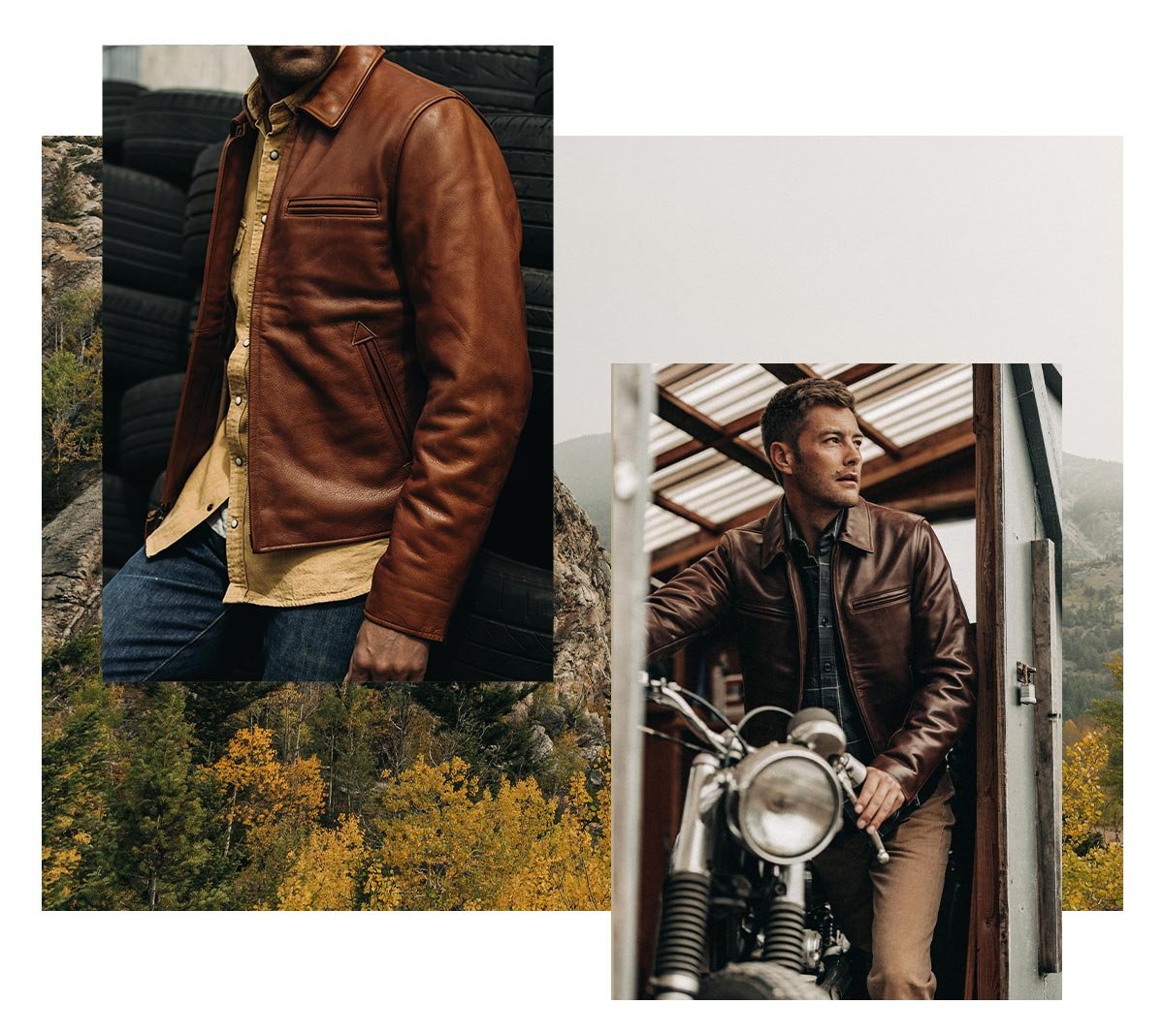The Moto Jacket in Whiskey and Epsresso Steerhide