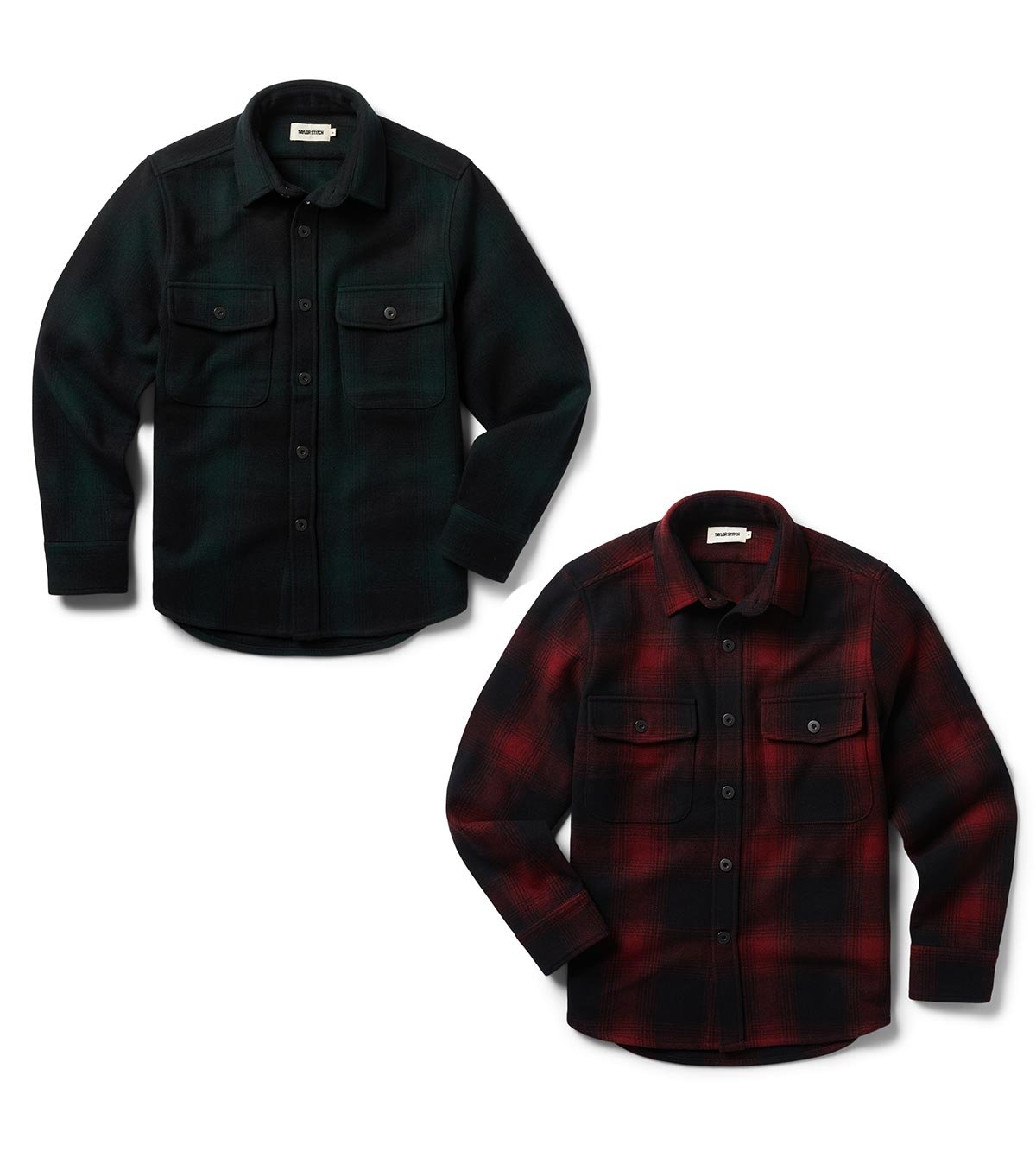 The Explorer Shirt in Spruce Plaid and Cardinal Plaid