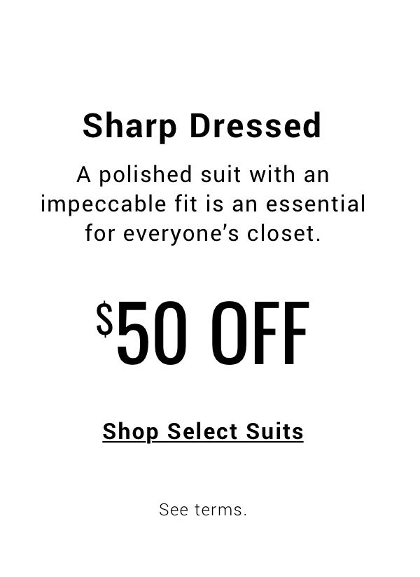 50 off Select Suits
