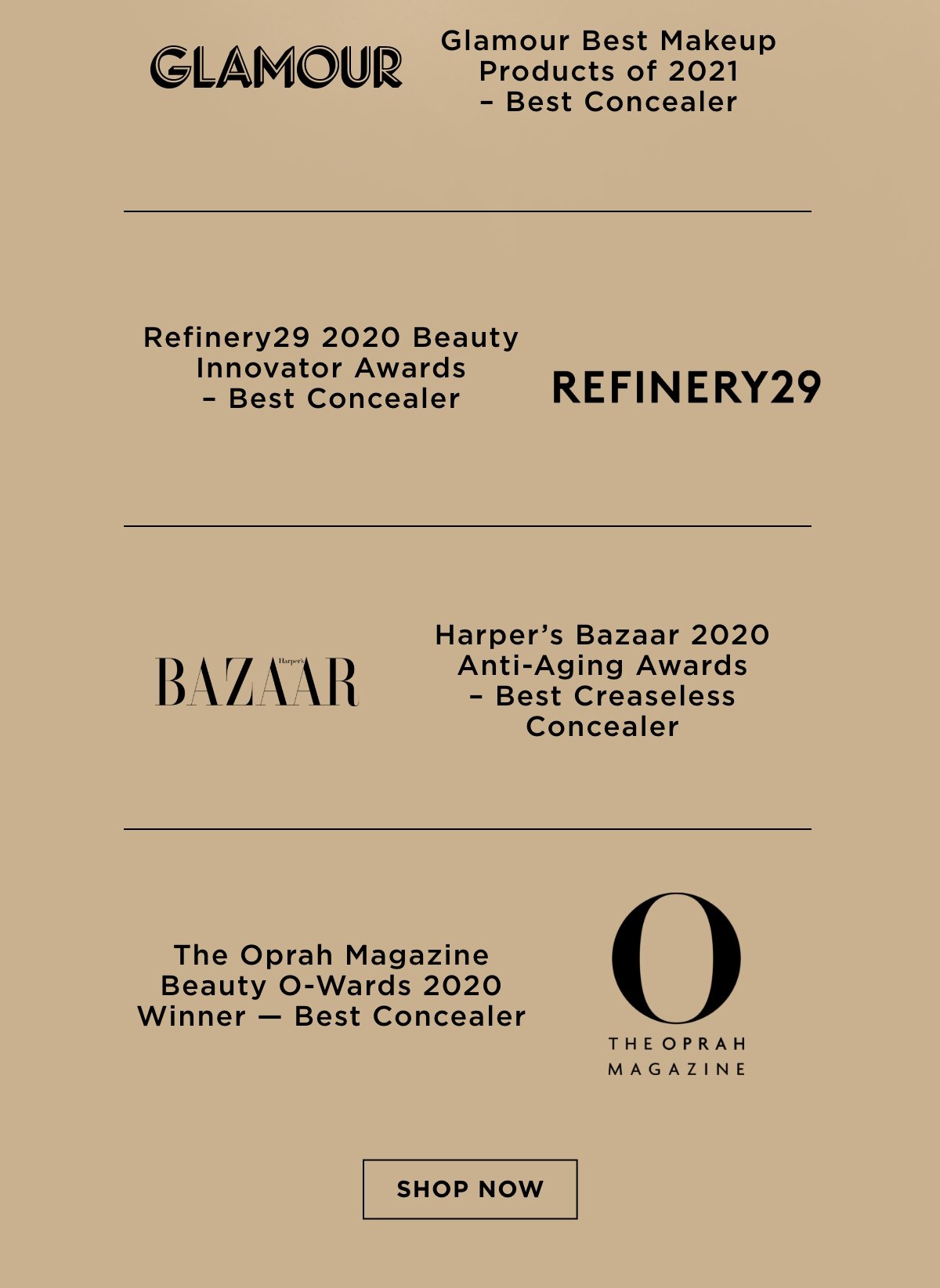 Awards From Glamour, Refinery29, Harper's Bazaar, and The Oprah Magazine