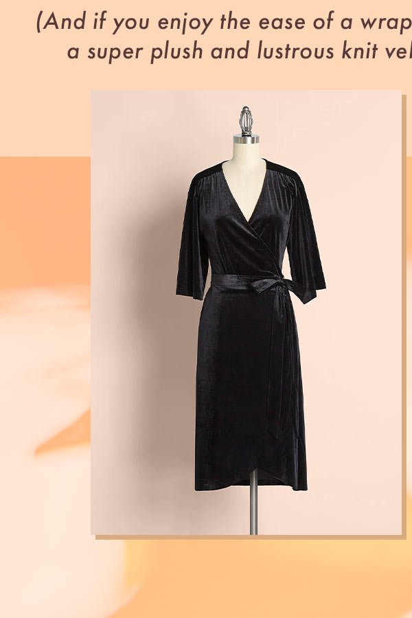 Wrapped In Elegance Velvet Midi Dress - Black