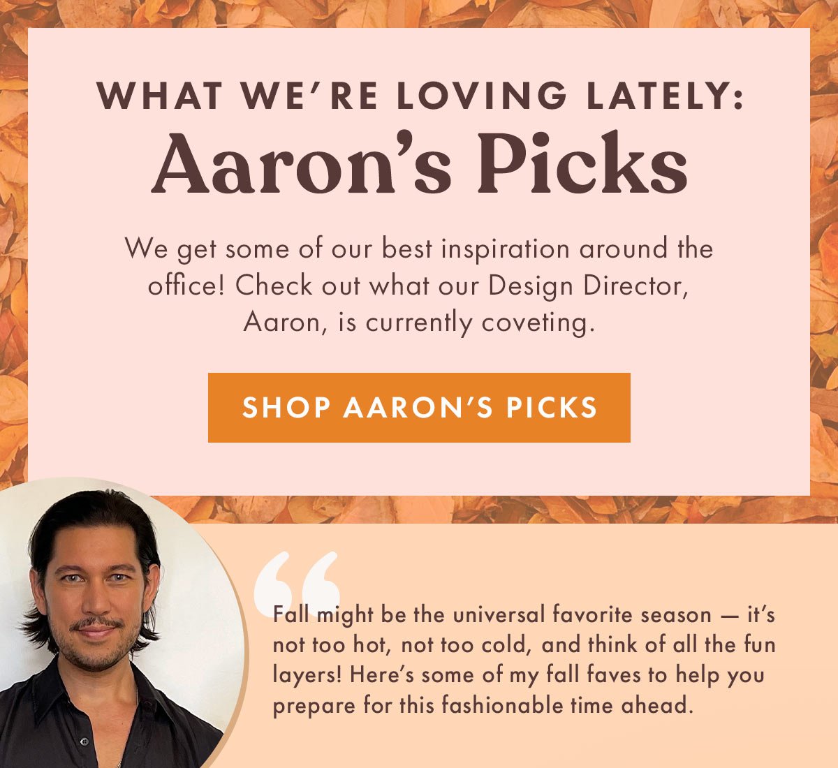 What We're Loving Lately: Aaron's Picks