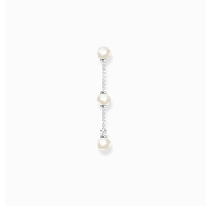 Single earring pearls with white stone silver
