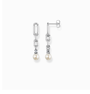 Earring links with pearl silver
