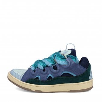 Blue & Green Leather Oversized Curb Trainers