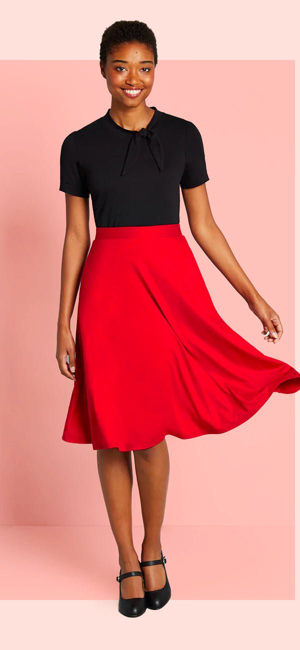 Excellence Attained Knit A-Line Skirt - Red