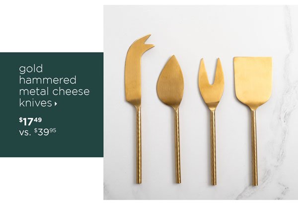 Gold Hammered Metal Cheese Knives