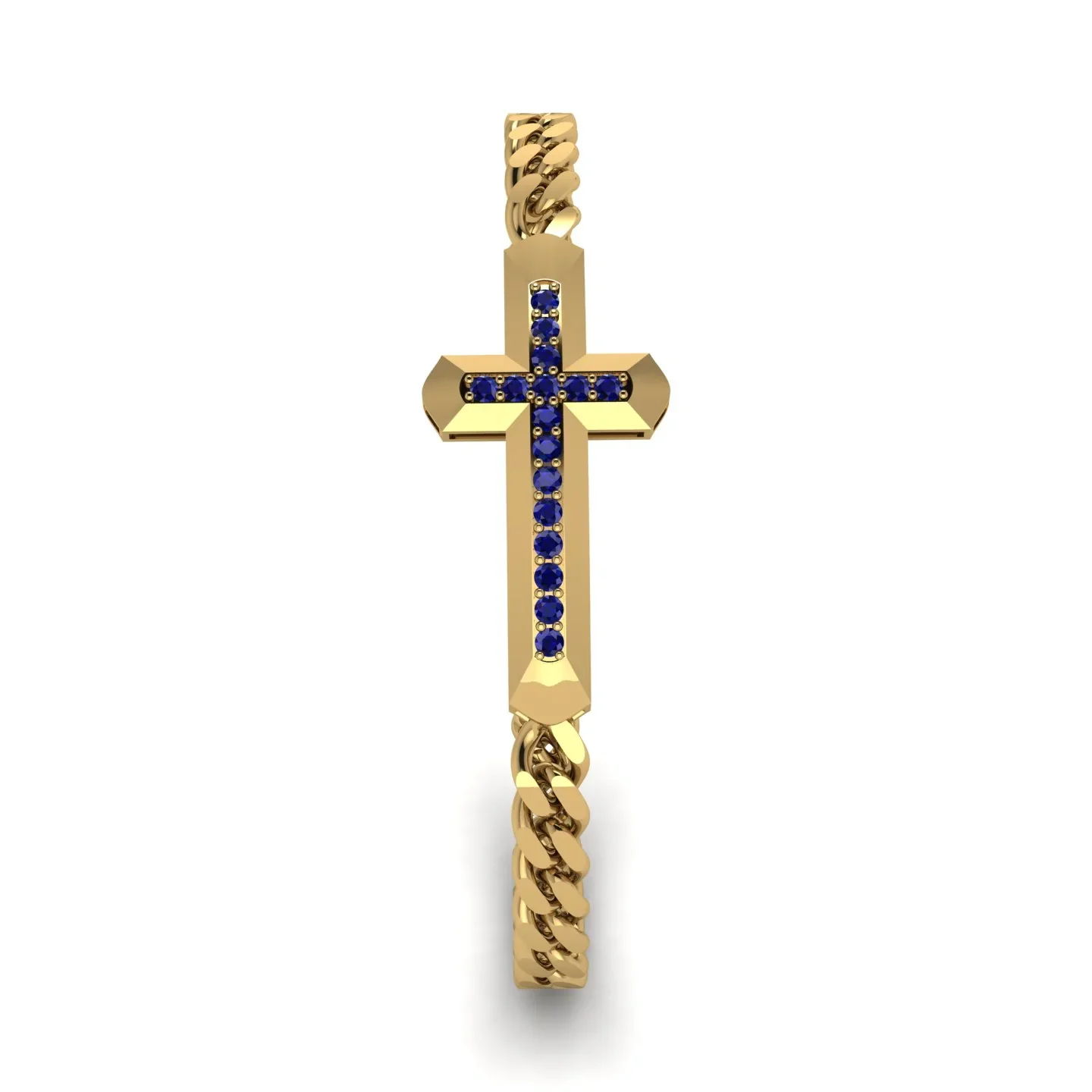 Image of Sapphire Cross Men Chain Bracelet - Nicholas No. 13
