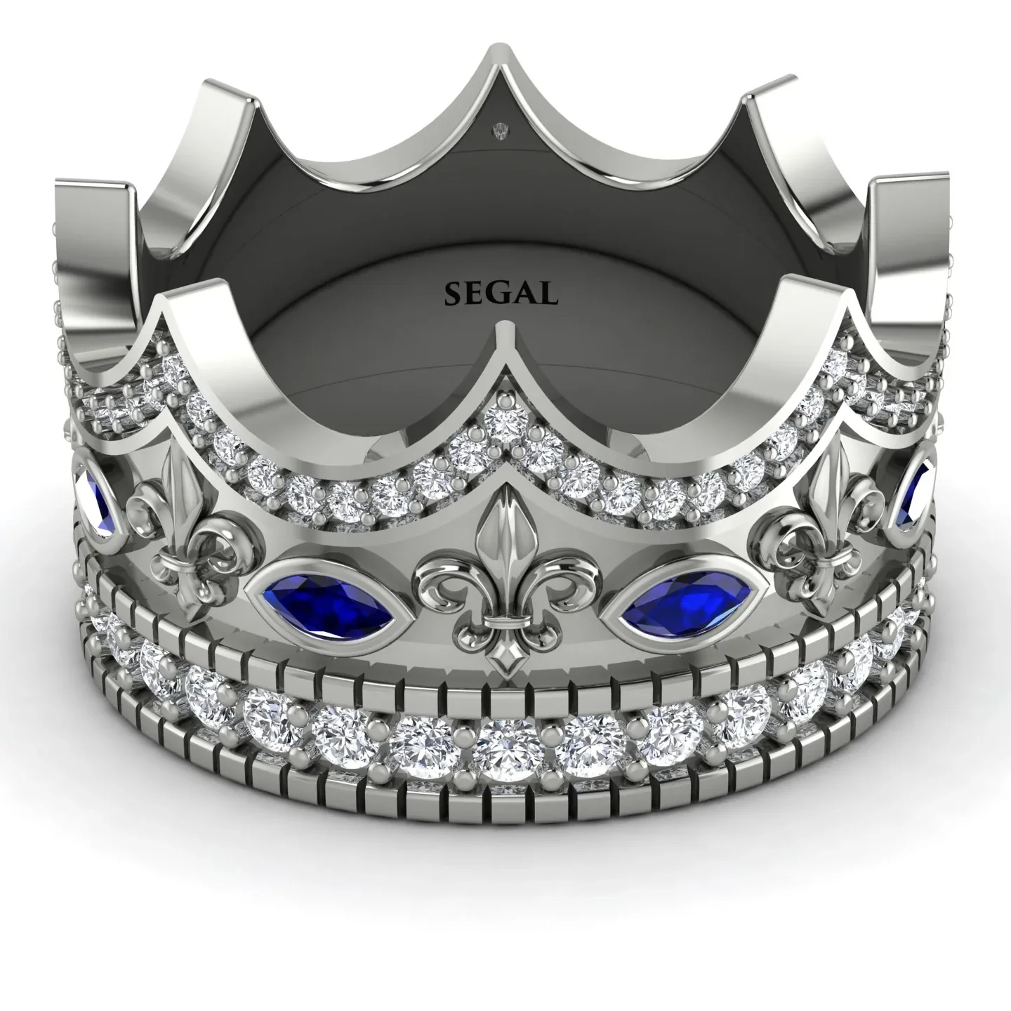 Image of Royal Diamond Crown Ring For Men - Harold No. 15