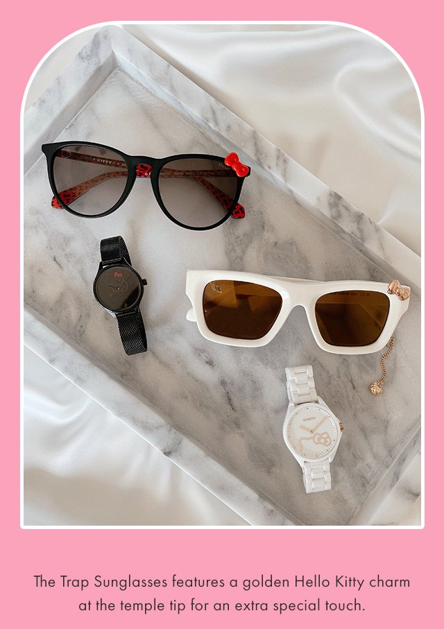 The Trap Sunglasses features a golden Hello Kitty charm at the temple tip for an extra special touch.